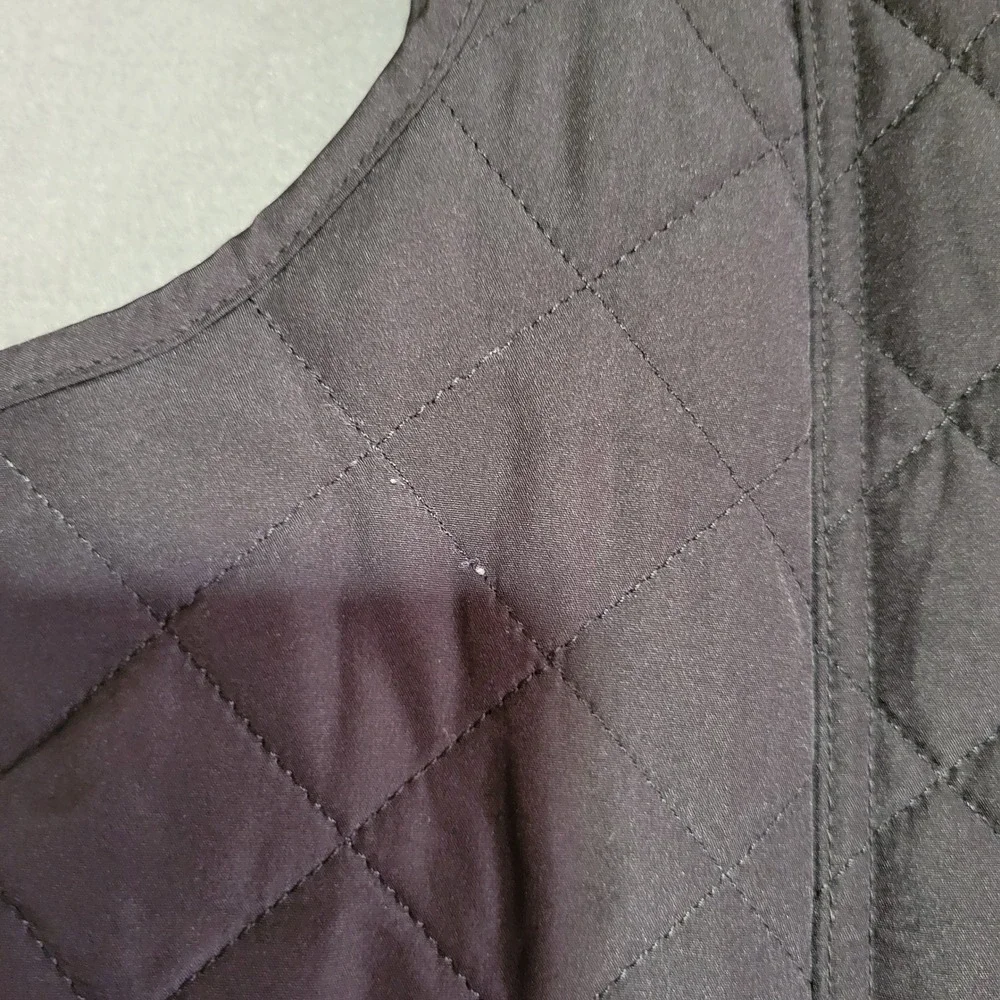 Tommy Hilfiger Womens Quilted Vest Black‎ Red Lining Gold Zip Mock Neck Size M